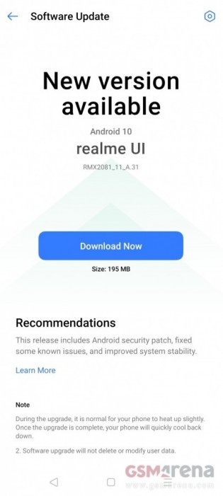 Realme X3 software update