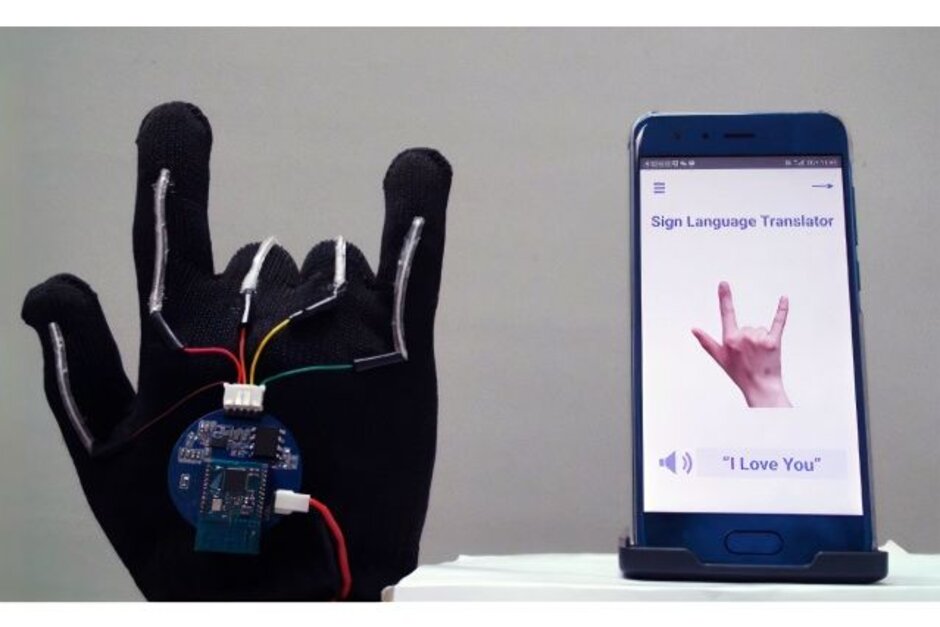 A high-tech glove paired with a smartphone can translate sign-language
