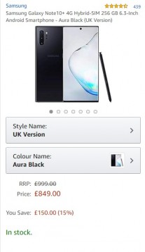 Amazon Summer Sale: Samsung Galaxy Note10+ 4G (£150 off)