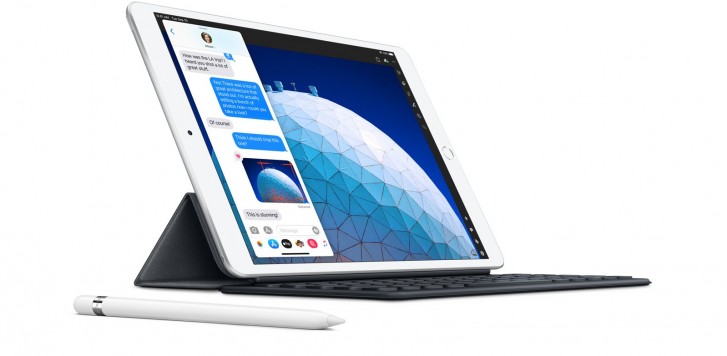 The current iPad Air (2019) with a folio-style keyboard