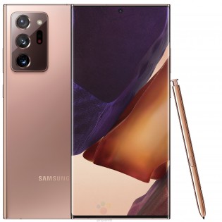 Samsung Galaxy Note20 Ultra with S Pen in Mystic Bronze color