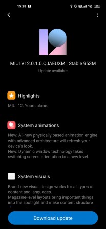 Xiaomi MI 10 Pro MIUI 12 changelog