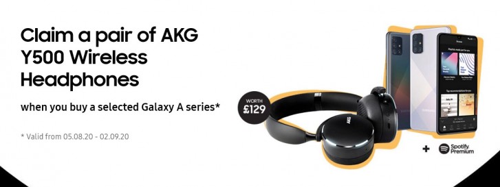 Samsung UK offering free AKG Y500 headphones with purchased of Galaxy A41, A51, and A71
