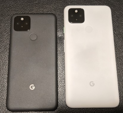 Pixel 5 (black) and Pixel 4a 5G (white) alongside their specs