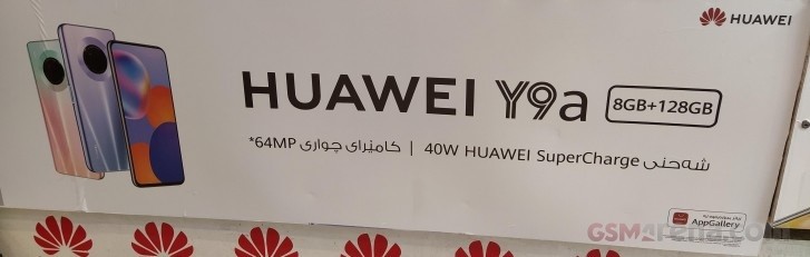 Huawei Y9a appears in banners with key specs