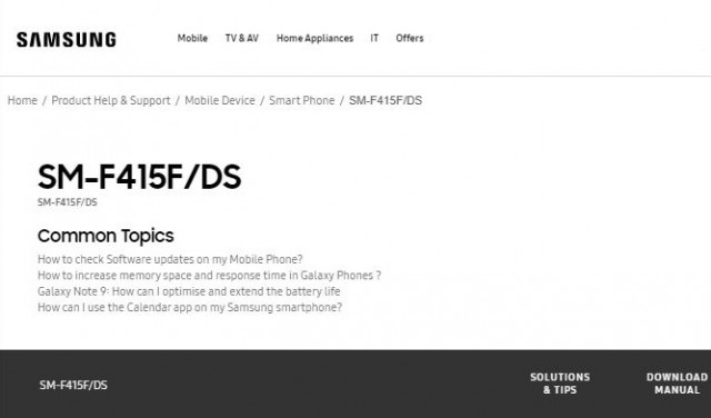 Samsung Galaxy F41 listing