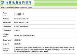 Huawei Nova series certifications