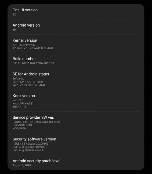 Samsung Galaxy Tab S5e receives One UI 2.5 update