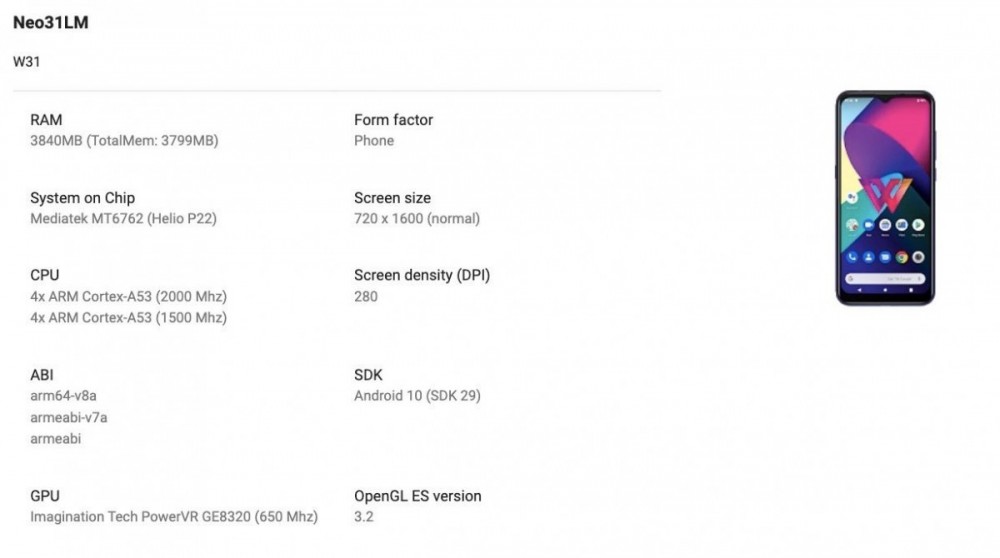 Upcoming LG W31 leaks through Google Play Console, image and specs outed