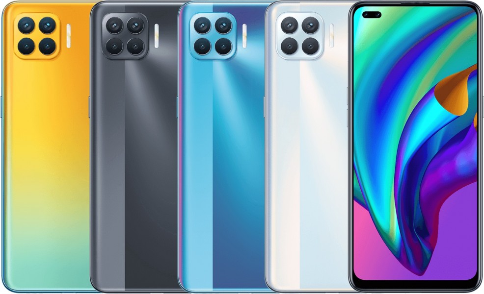 F17 Pro Diwali Edition with Matte Black, Magic Blue, and Metallic White variants (left to right)