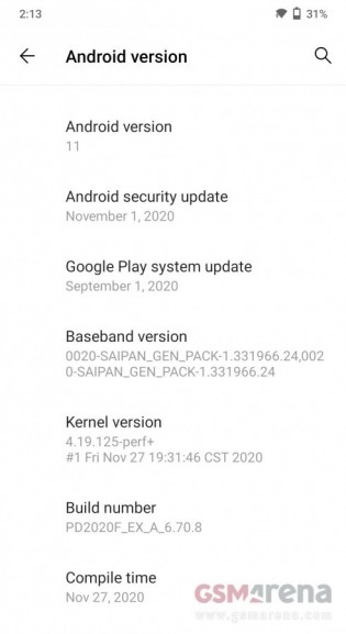 vivo V20 Pro 5G Android 11 update
