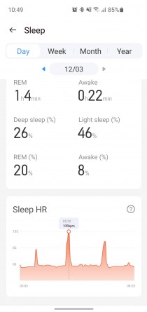 Sample Sleep Tracking session
