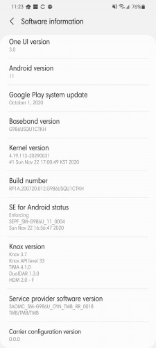 Galaxy S20 series Android 11 update for T-Mobile