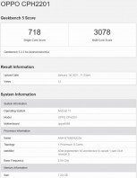 Reno5 Pro 5G CPH2201 GeekBench and certitifactions