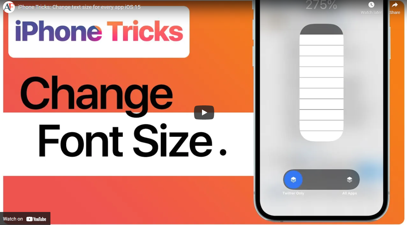 iPhone Tricks Change text size for every app iOS 15