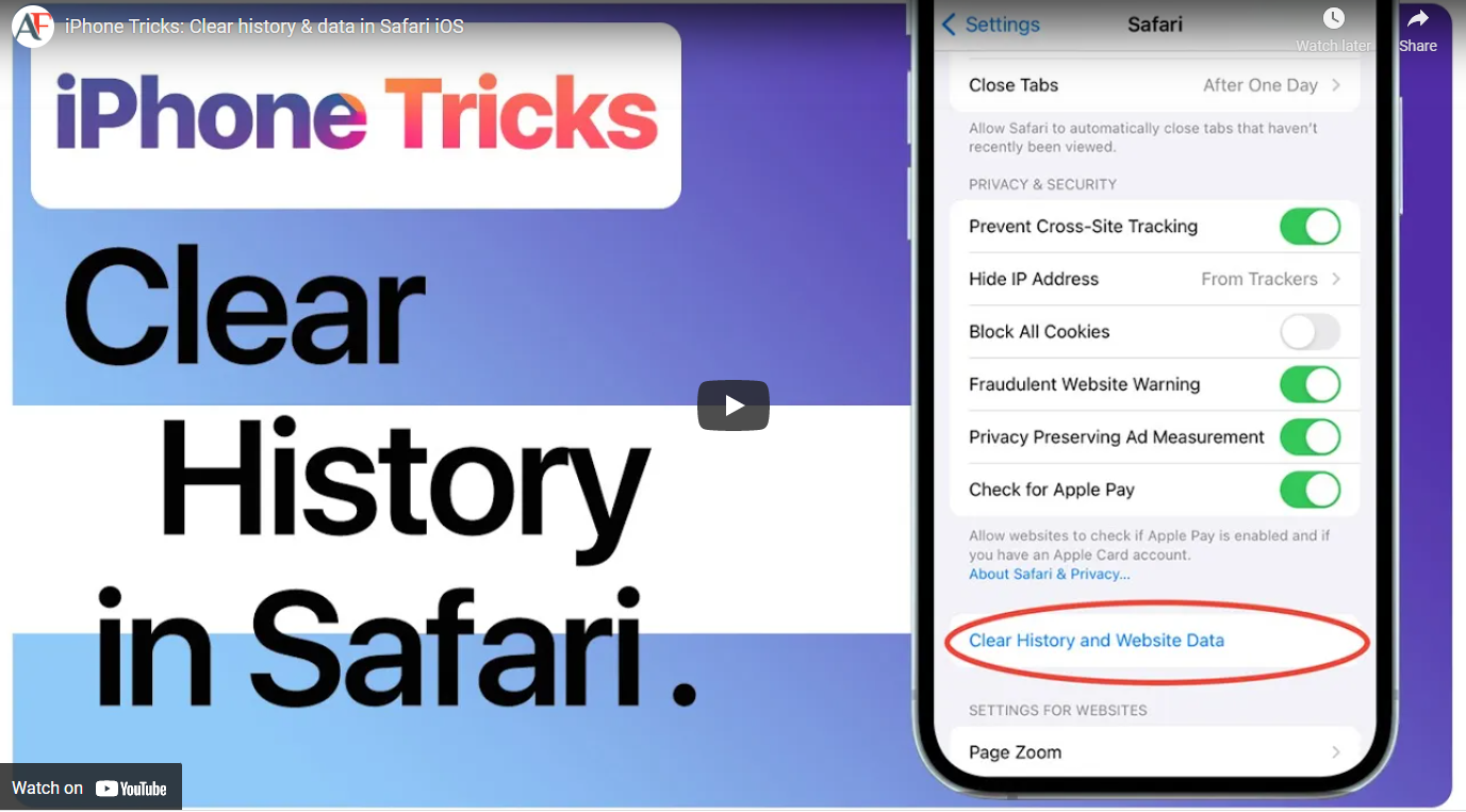 iPhone Tricks Clear history & data in Safari iOS