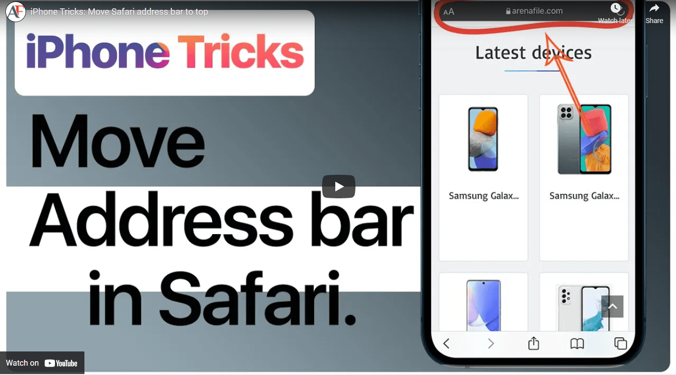 iPhone Tricks Move Safari address bar to top